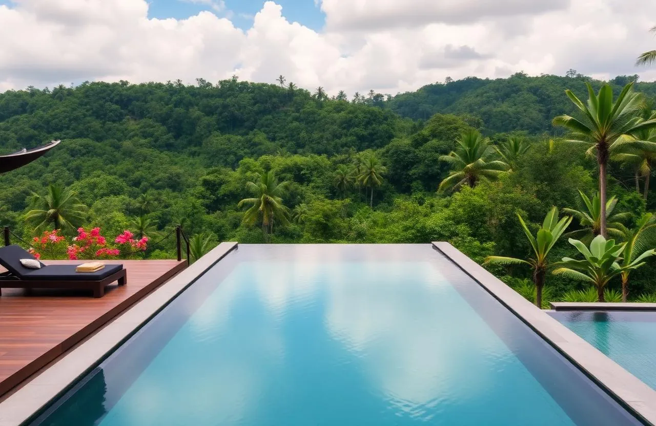 Luxury private pool villa overlooking Bali jungle