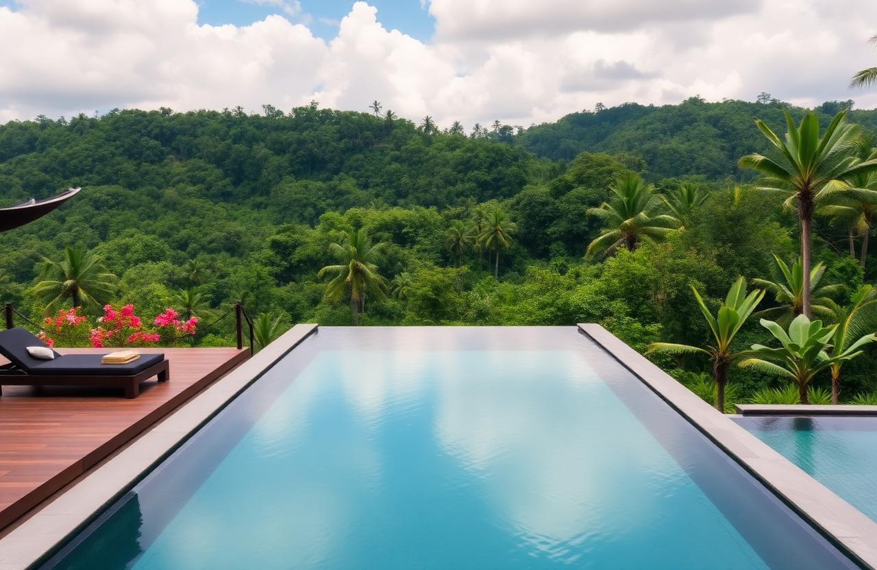 Luxury private pool villa overlooking Bali jungle