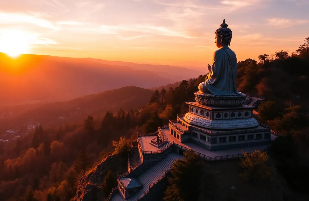 Thimphu Bhutan giant Buddha Dordenma sunset