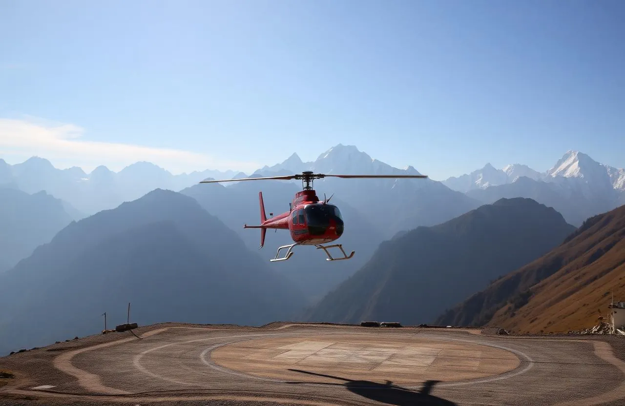 Helicopter at Phata helipad for Char Dham yatra