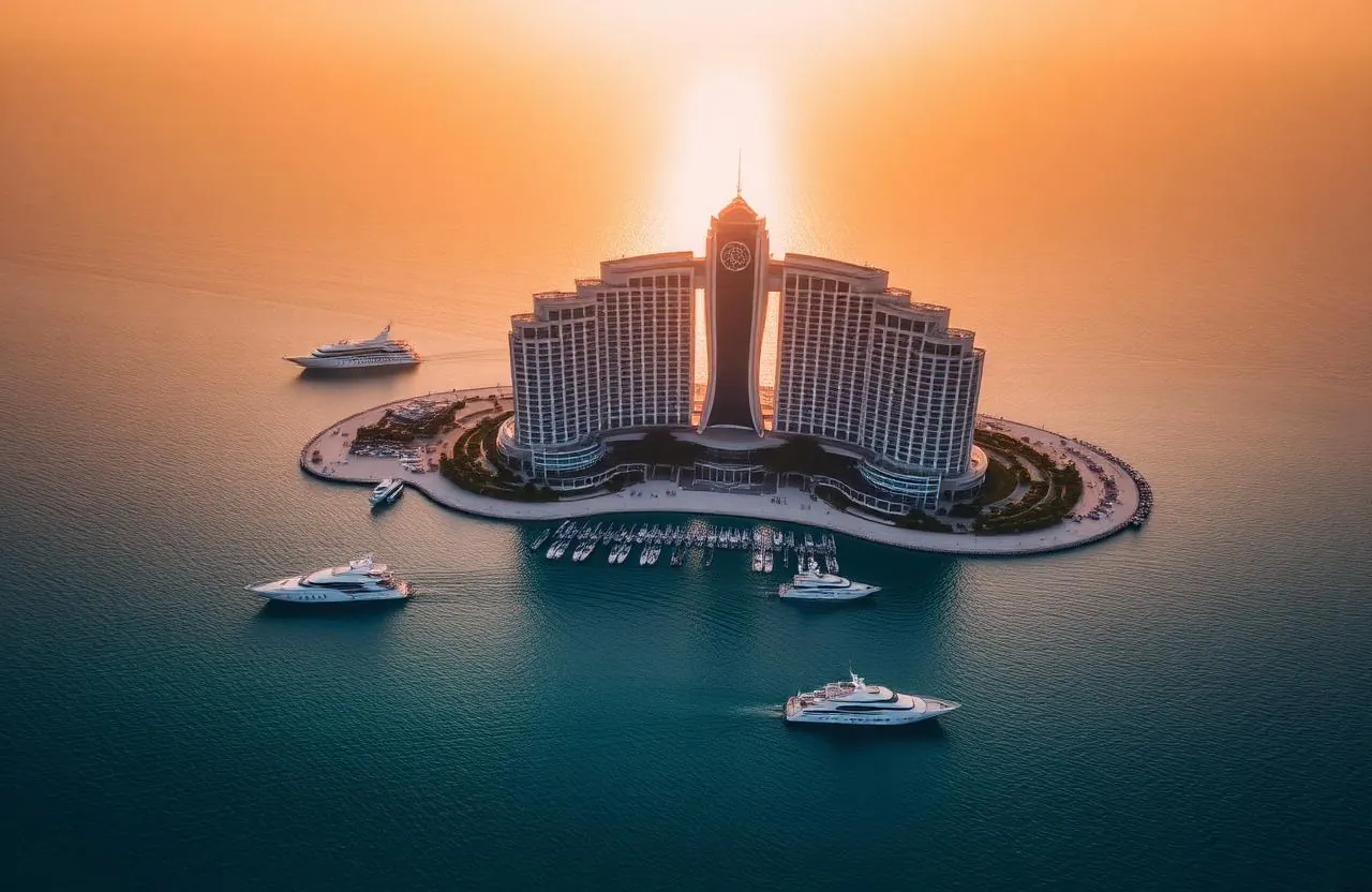 Palm Jumeirah Dubai Atlantis aerial view