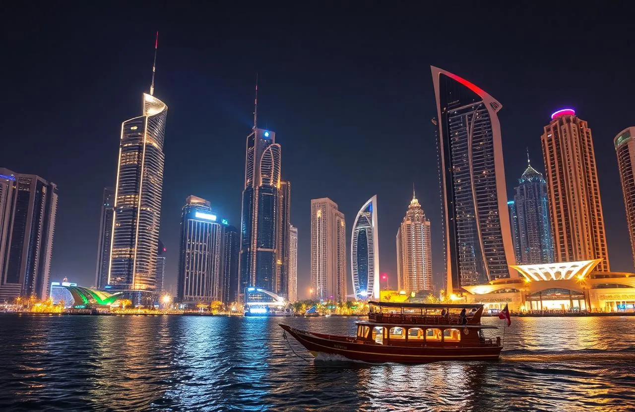 Dubai Marina dhow cruise at night