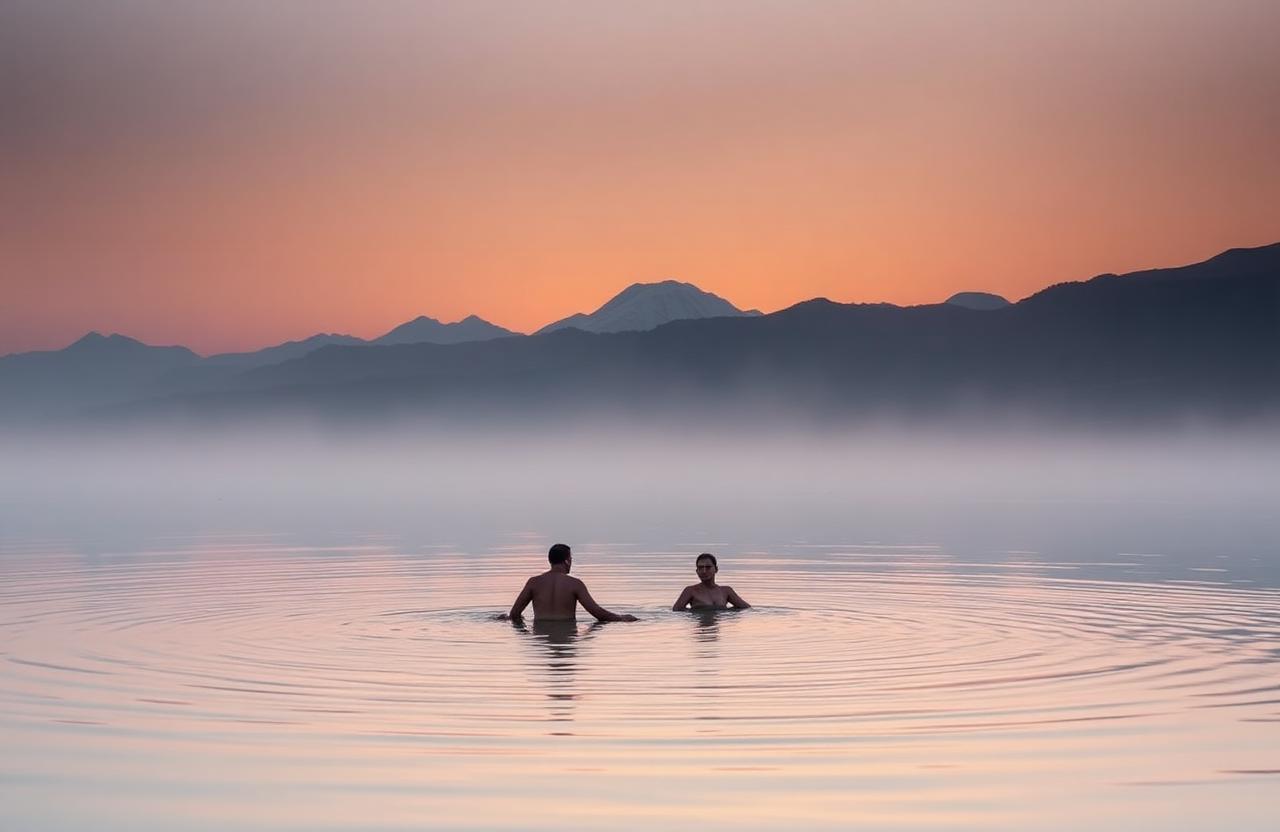 Holy dip at Lake Mansarovar at dawn