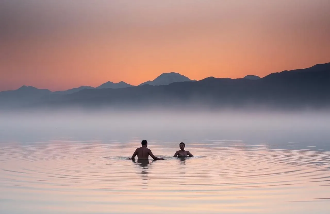 Holy dip at Lake Mansarovar at dawn