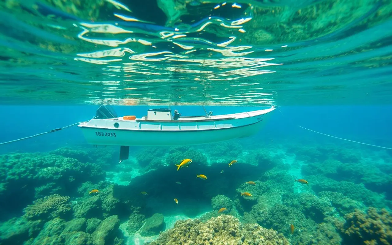 Coral reef with tropical fish underwater in the Maldives