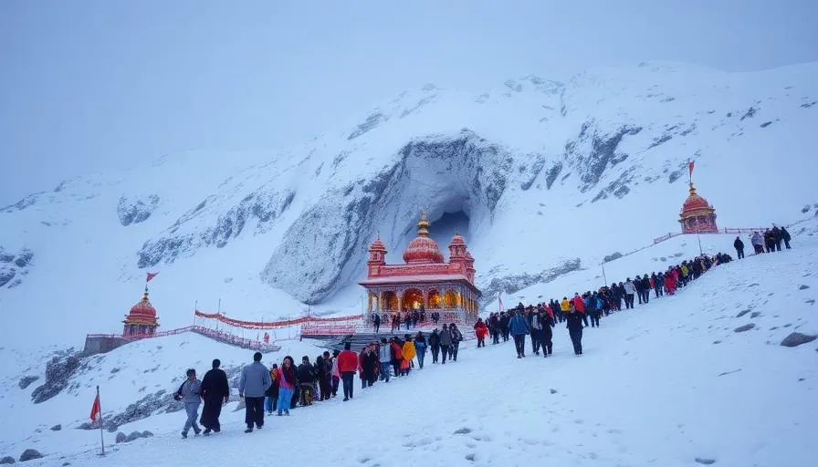 Amarnath cave shrine in Kashmir Himalayas