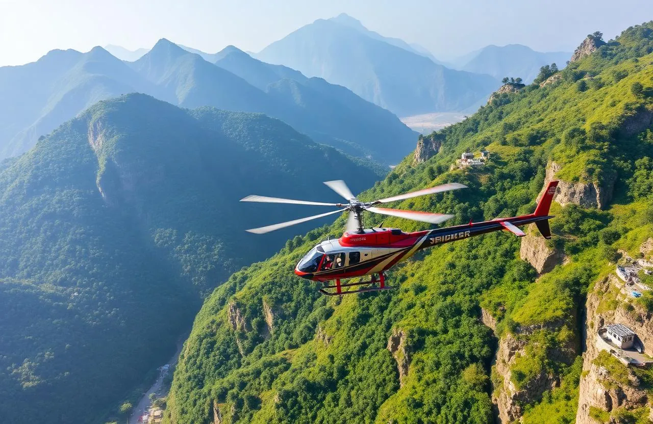 Helicopter view of Sanjichhat helipad in Trikuta hills