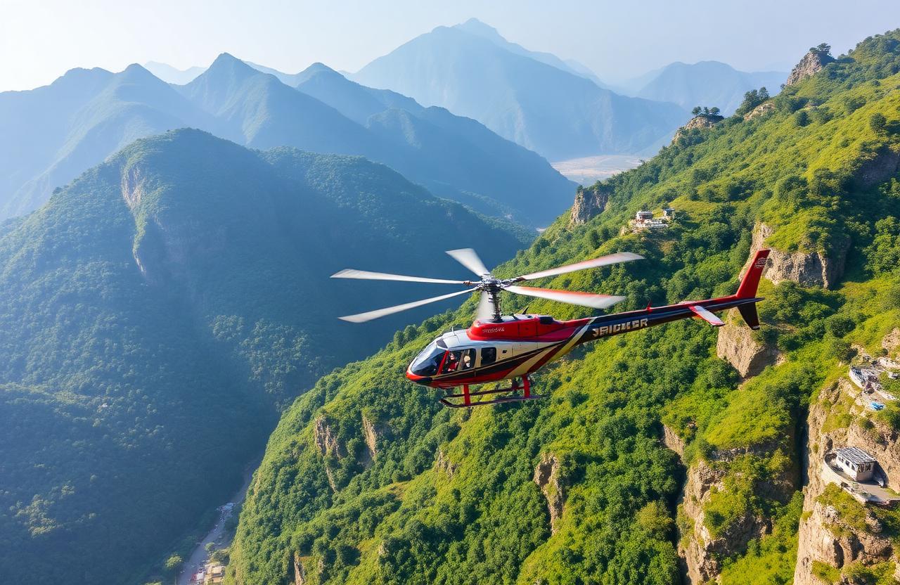Helicopter view of Sanjichhat helipad in Trikuta hills